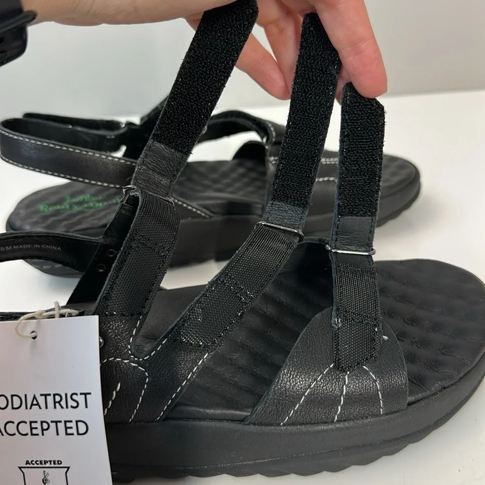 NWT Jambu Black Leather Ruby Relax Foam Sandals Size 9